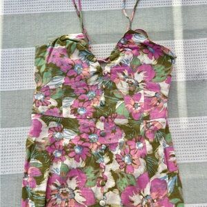 Zara Linen Floral Backless Dress